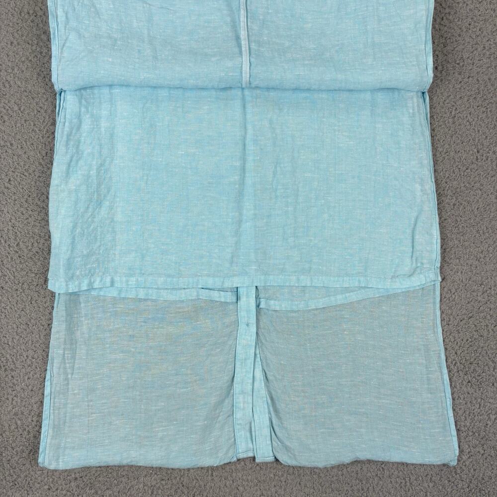 Chicos 100% Linen Tunic Dress Medium Aqua Beachy Coastal Resort Cruise Natural - Picture 12 of 12